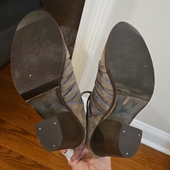 Free People Sz 40 US 9 Brown Hybrid Leather Strappy Ankle Boots Heeled Booties - Picture 7 of 9